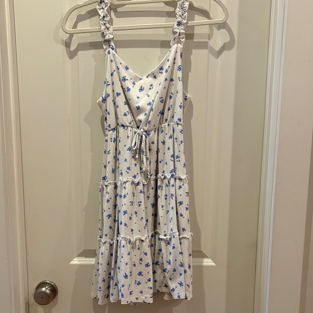 Altar'd State White and Blue Floral Dress